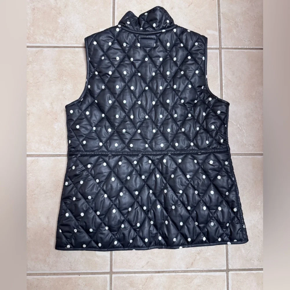 Kate Spade New York Reversible Quilted Polka Dot Sleeveless Vest - Black